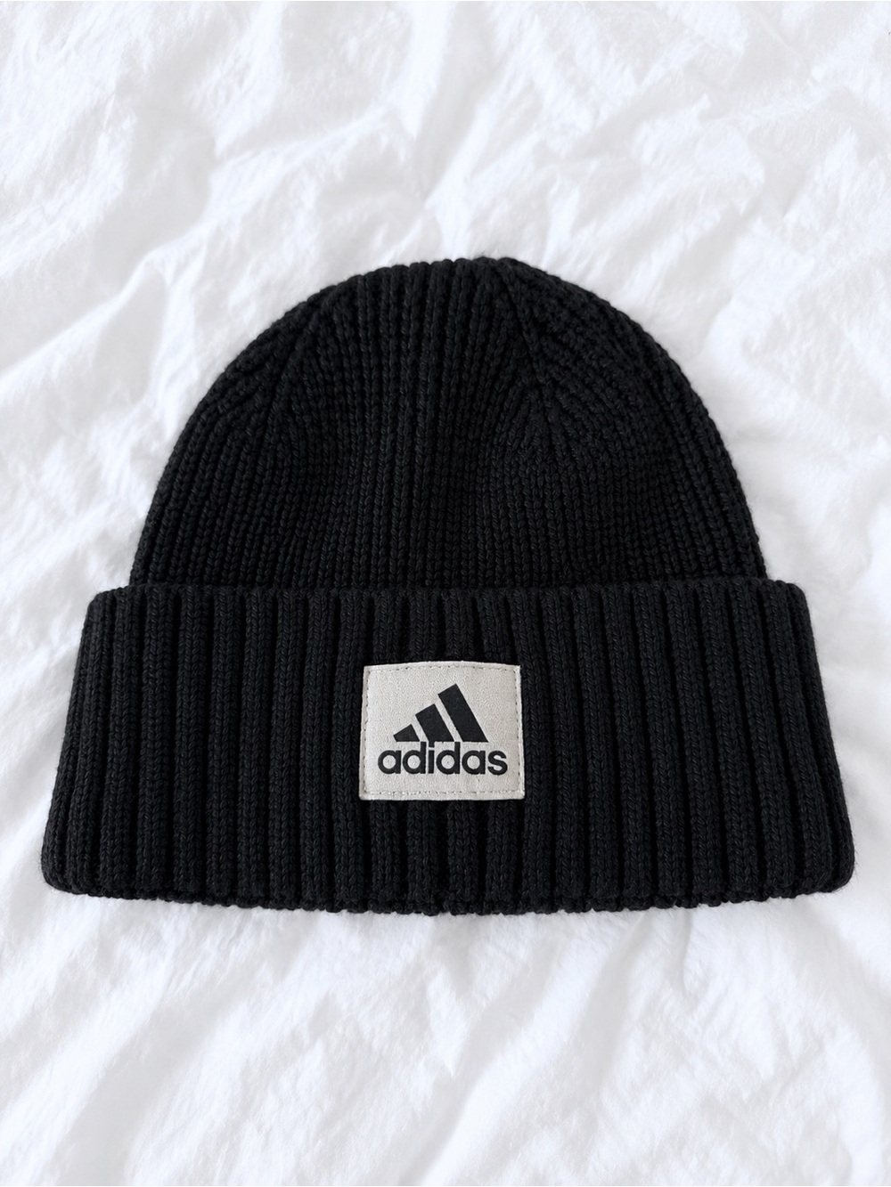 Adidas Black Knit Beanie - Men's Ribbed Cuff Hat